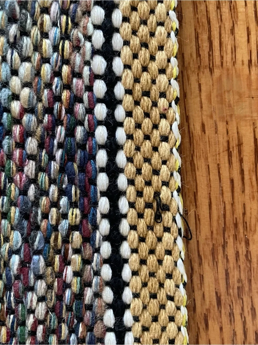 New Old Stock Vintage Mountain View Industries Rag Rug Tan Striped Weave NWT